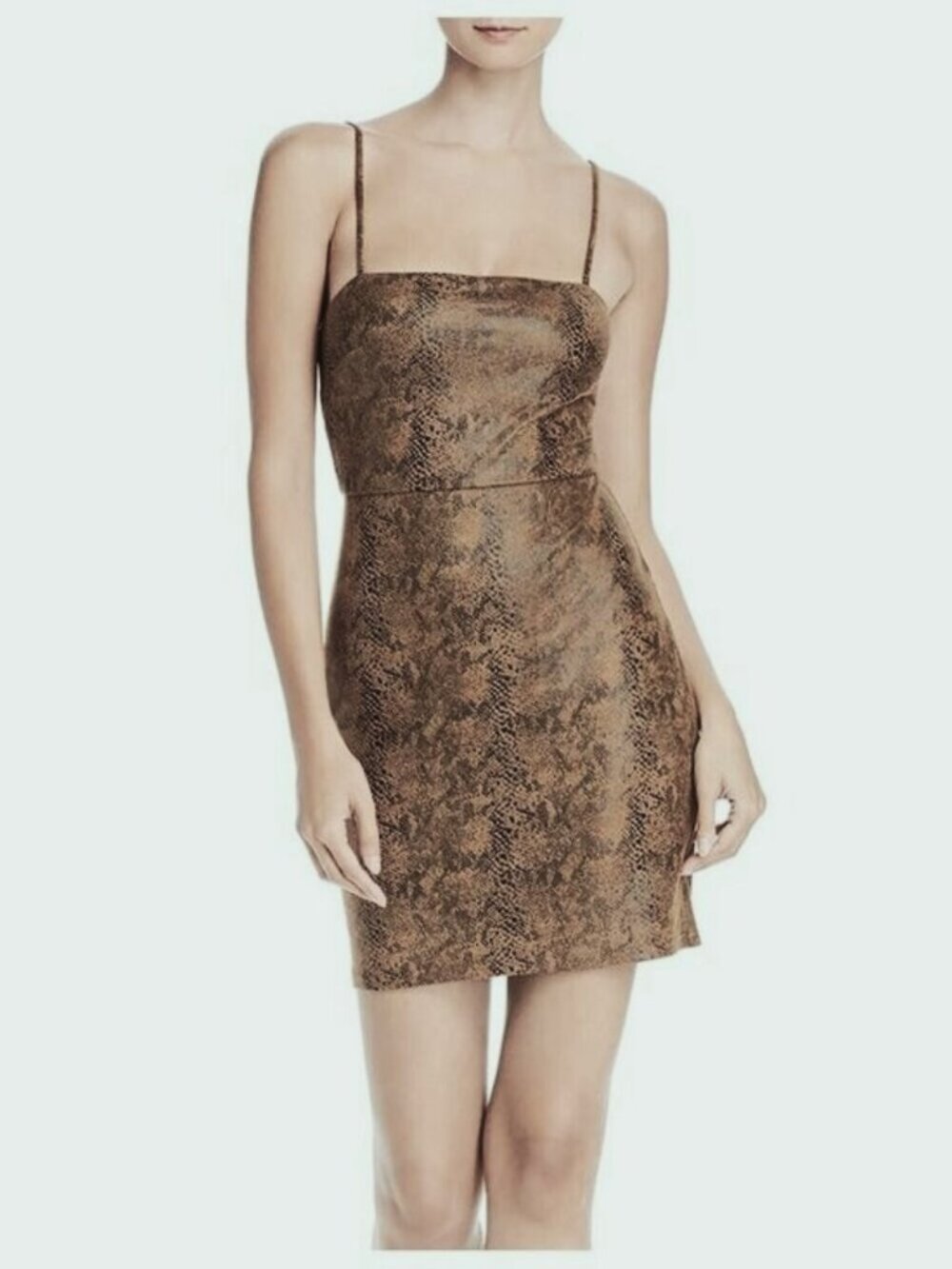 Aqua Womens Brown Snake Print Faux Suede Party Dress